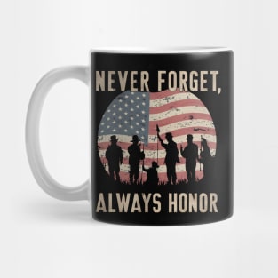 "Never Forget, Always Honor", Retro Design Mug